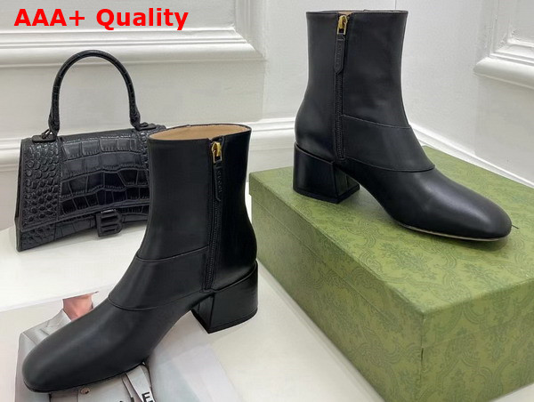 Gucci Blondie Womens Ankle Boot in Black Leather 700016 Replica