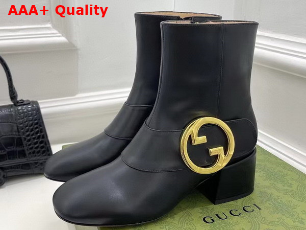 Gucci Blondie Womens Ankle Boot in Black Leather 700016 Replica