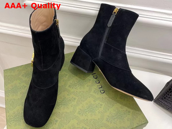 Gucci Blondie Womens Ankle Boot in Black Suede Leather 700016 Replica