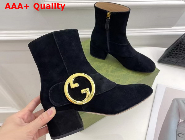 Gucci Blondie Womens Ankle Boot in Black Suede Leather 700016 Replica