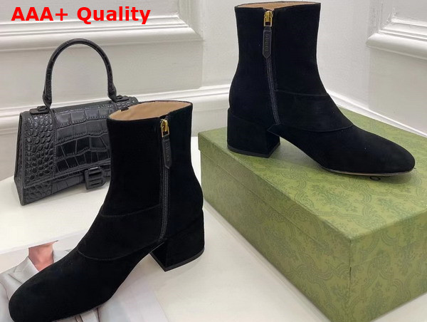 Gucci Blondie Womens Ankle Boot in Black Suede Leather 700016 Replica