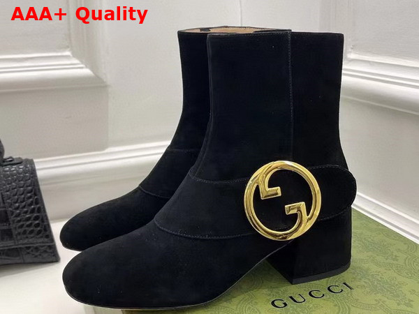 Gucci Blondie Womens Ankle Boot in Black Suede Leather 700016 Replica