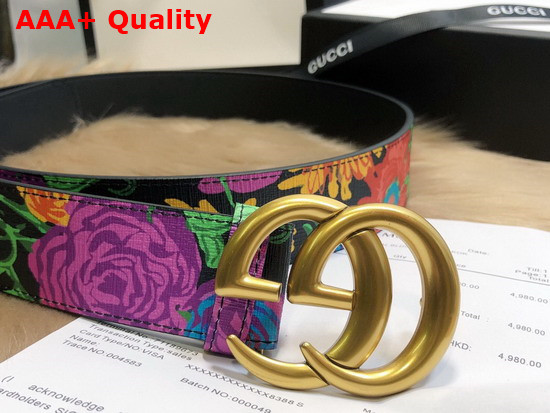 Gucci Blooms Belt in Black Leather with Double G Buckle Replica