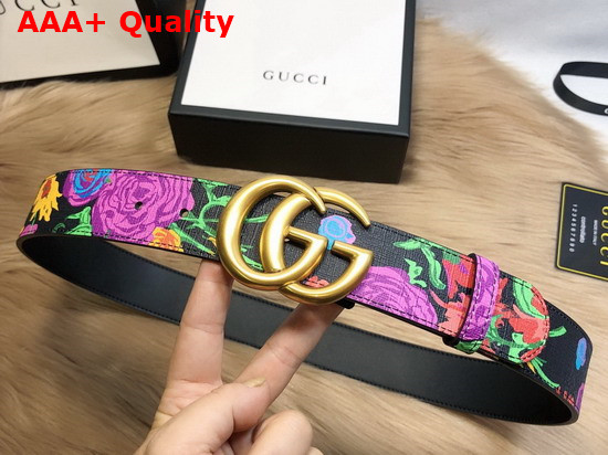 Gucci Blooms Belt in Black Leather with Double G Buckle Replica