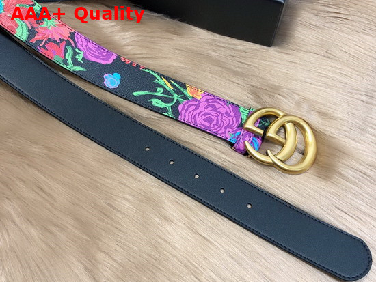 Gucci Blooms Belt in Black Leather with Double G Buckle Replica