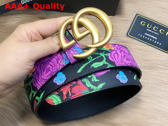 Gucci Blooms Belt in Black Leather with Double G Buckle Replica