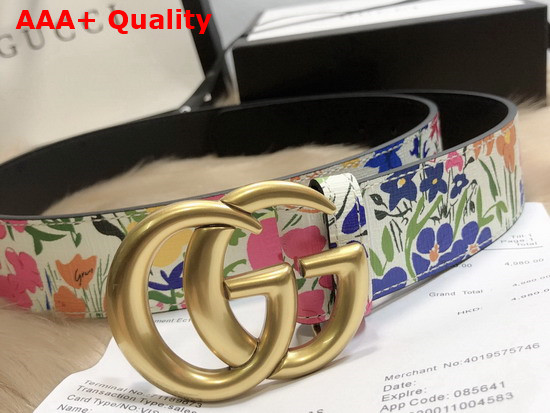 Gucci Blooms Belt in Off White Leather with Double G Buckle Replica