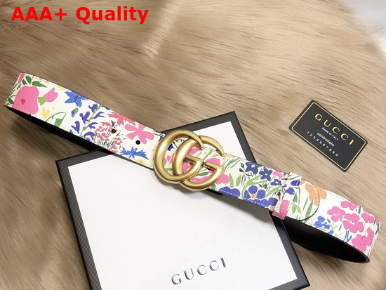 Gucci Blooms Belt in Off White Leather with Double G Buckle Replica