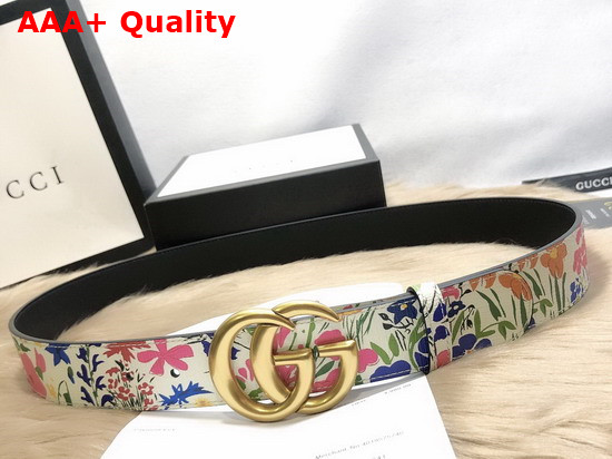 Gucci Blooms Belt in Off White Leather with Double G Buckle Replica