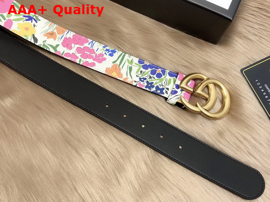 Gucci Blooms Belt in Off White Leather with Double G Buckle Replica