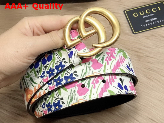 Gucci Blooms Belt in Off White Leather with Double G Buckle Replica