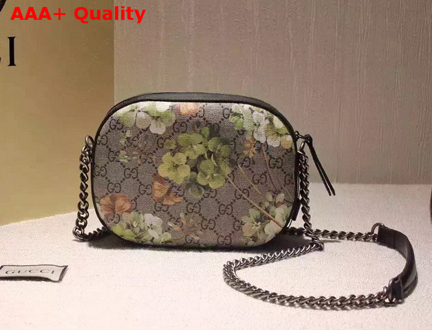 Gucci Blooms GG Supreme Mini Chain Bag Brown with Green Blooms Replica