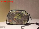 Gucci Blooms GG Supreme Mini Chain Bag Brown with Green Blooms Replica