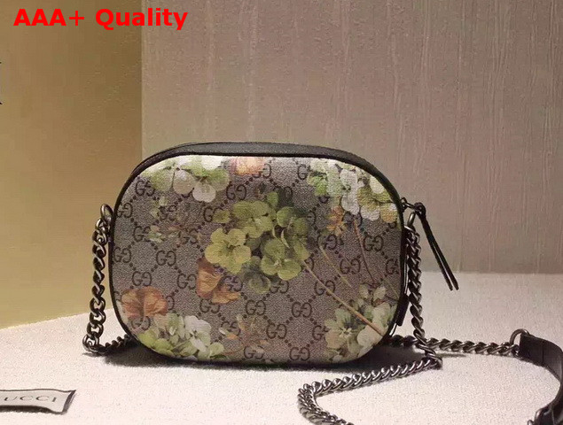 Gucci Blooms GG Supreme Mini Chain Bag Brown with Green Blooms Replica