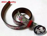 Gucci Blooms Print GG Supreme Belt Silver Interlocking G Buckle Replica