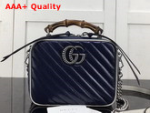 Gucci Blue Leather GG Marmont Small Shoulder Bag with Bamboo Handle 602270 Replica