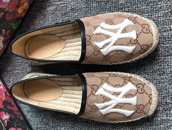 Gucci Brown GG Canvas Espadrille with NY Yankees Patch