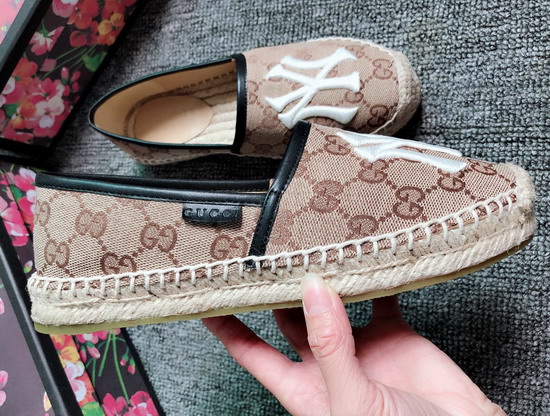 Gucci Brown GG Canvas Espadrille with NY Yankees Patch