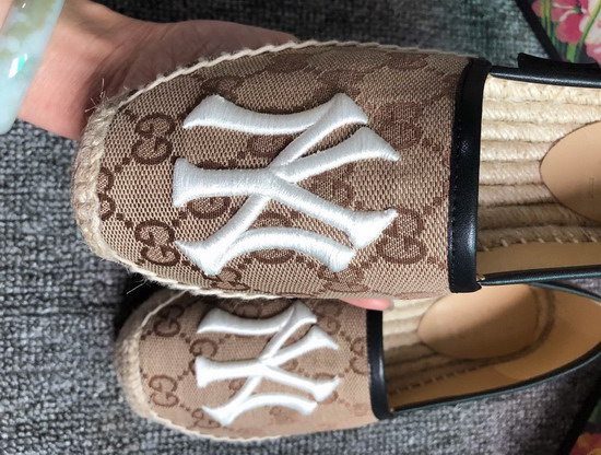 Gucci Brown GG Canvas Espadrille with NY Yankees Patch