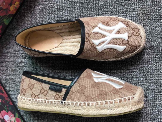 Gucci Brown GG Canvas Espadrille with NY Yankees Patch