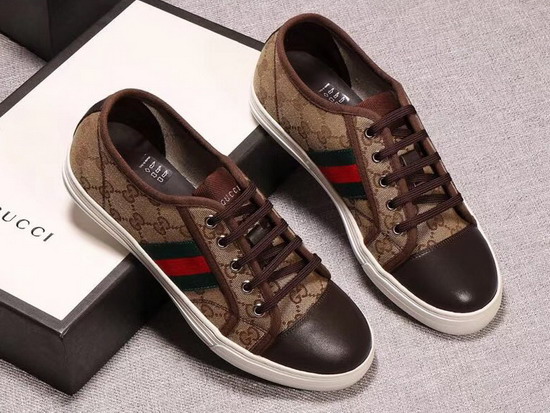 Gucci Brown GG and Leather Web Sneaker