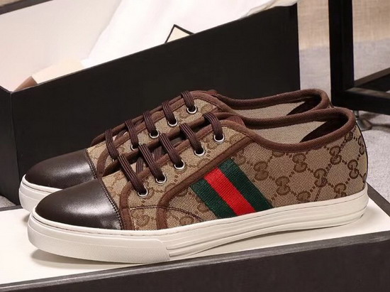 Gucci Brown GG and Leather Web Sneaker