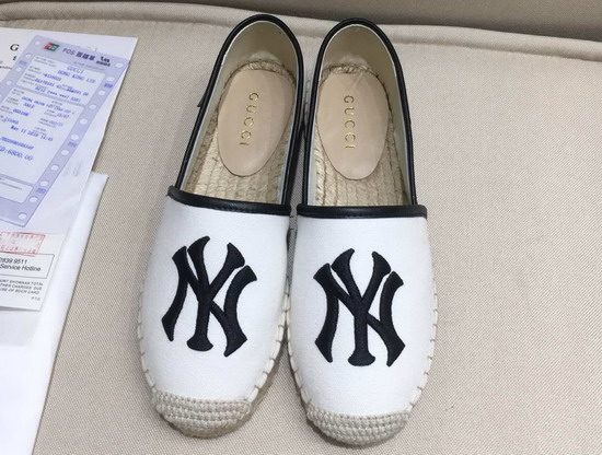 Gucci Canvas Espadrille White Cotton Canvas with NY Yankees Patch