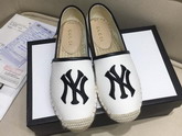 Gucci Canvas Espadrille White Cotton Canvas with NY Yankees Patch