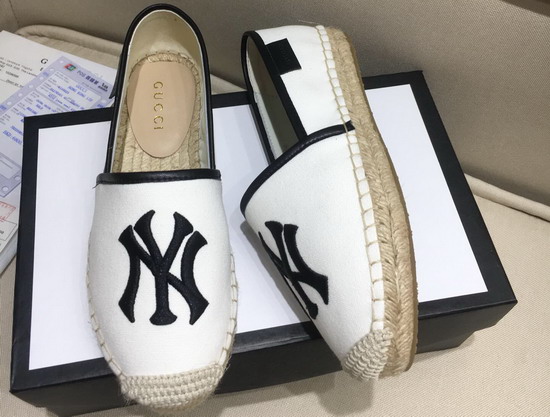 Gucci Canvas Espadrille White Cotton Canvas with NY Yankees Patch