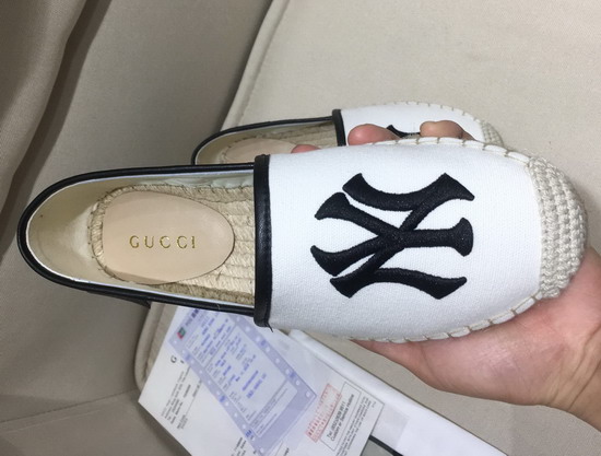 Gucci Canvas Espadrille White Cotton Canvas with NY Yankees Patch