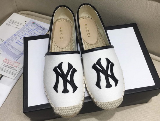 Gucci Canvas Espadrille White Cotton Canvas with NY Yankees Patch