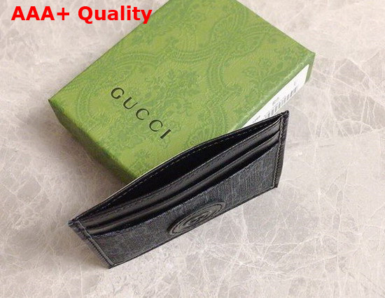 Gucci Card Case with Interlocking G in Black GG Supreme Canvas 673002 Replica