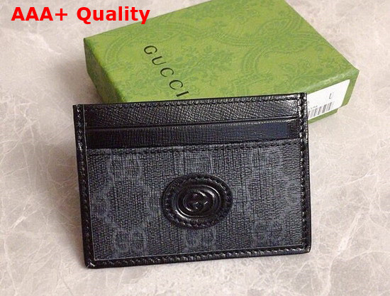 Gucci Card Case with Interlocking G in Black GG Supreme Canvas 673002 Replica