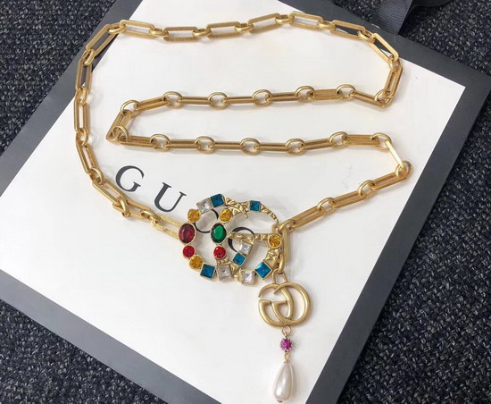 Gucci Chain Belt with Crystal Double G Buckle Gold Tone Chain 519772