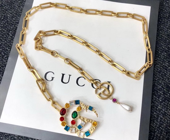 Gucci Chain Belt with Crystal Double G Buckle Gold Tone Chain 519772