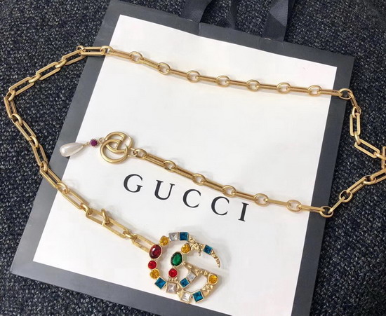 Gucci Chain Belt with Crystal Double G Buckle Gold Tone Chain 519772