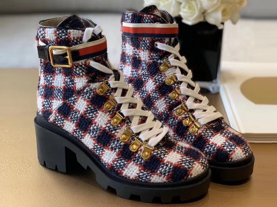 Gucci Check Tweed Ankle Boot 578585