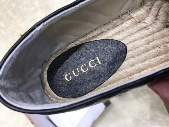 Gucci Chevron Leather Espadrille with Double G Black Leather 551890