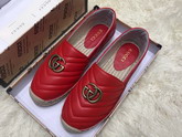 Gucci Chevron Leather Espadrille with Double G Hibiscus Red Leather 551890