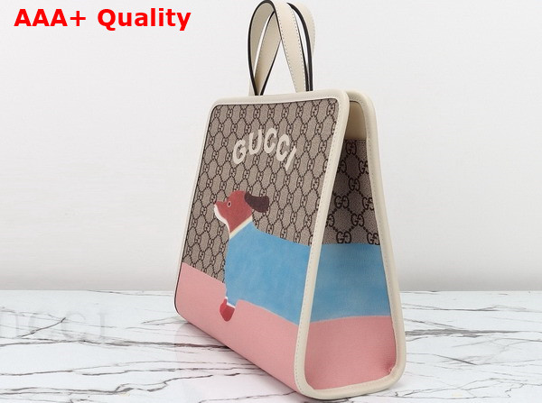 Gucci Childrens Dog Print Tote Bag Beige and Ebony GG Supreme Canvas 605614 Replica