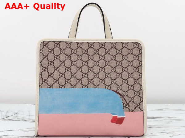 Gucci Childrens Dog Print Tote Bag Beige and Ebony GG Supreme Canvas 605614 Replica