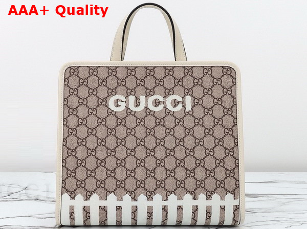 Gucci Childrens Dog Print Tote Bag in Beige and Ebony GG Supreme Canvas 605614 Replica