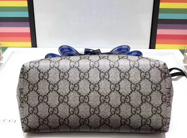 Gucci Childrens GG Supreme Check Bow Tote Blue and White Check Bow