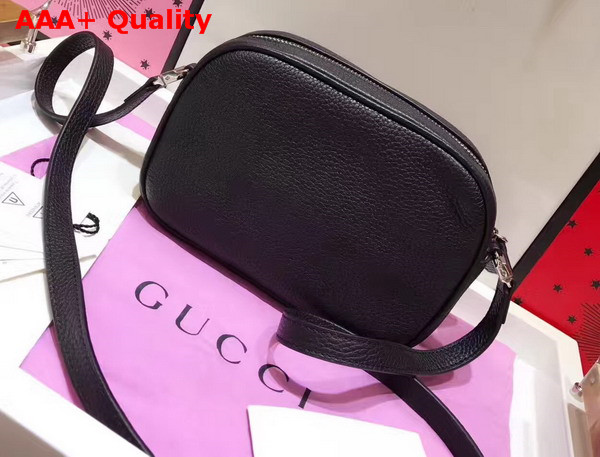 Gucci Childrens Leather Heart Messenger Bag in Black Leather with Red Heart Details Replica