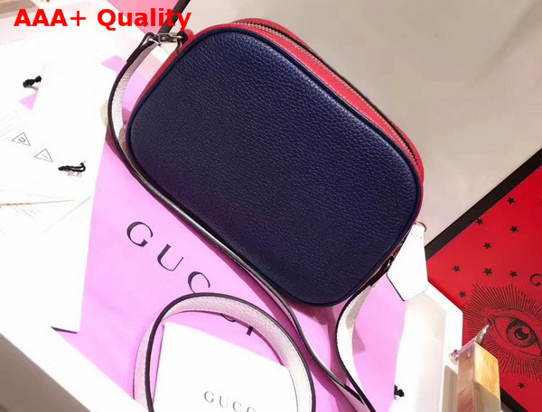 Gucci Childrens Leather Heart Messenger Bag in Dark Blue and Red Leather with White Heart Details Replica