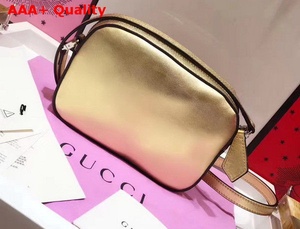 Gucci Childrens Leather Heart Messenger Bag in Light Gold Leather with Red Heart Details Replica