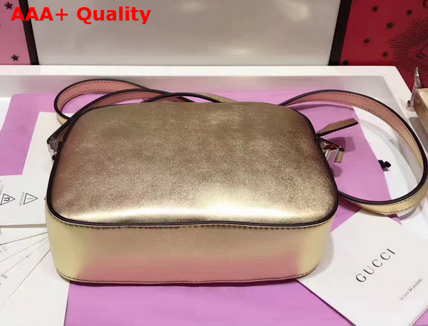 Gucci Childrens Leather Heart Messenger Bag in Light Gold Leather with Red Heart Details Replica