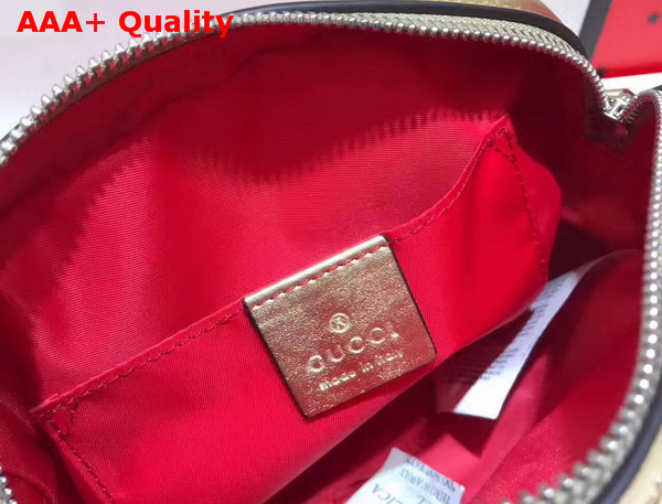 Gucci Childrens Leather Heart Messenger Bag in Light Gold Leather with Red Heart Details Replica