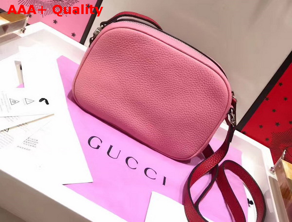 Gucci Childrens Leather Heart Messenger Bag in Light Pink Leather with Red Heart Details Replica