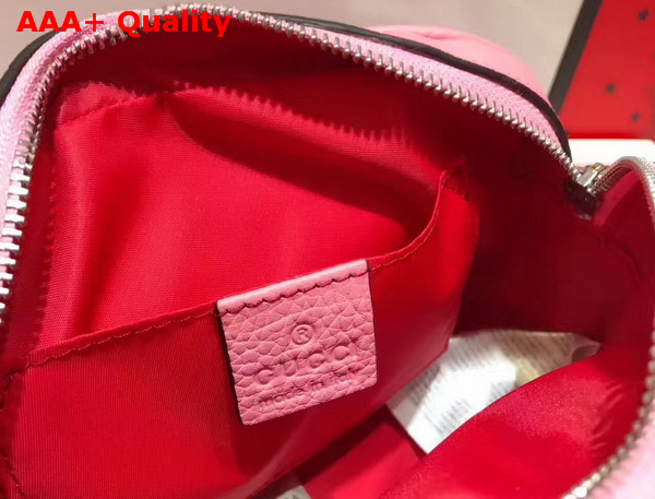 Gucci Childrens Leather Heart Messenger Bag in Light Pink Leather with Red Heart Details Replica